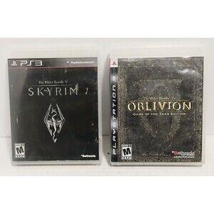 SONY PLAYSTATION 3 ELDER SCROLLS GAME LOT OBLIVION GOTY & SKYRIM BOTH CIB W MAPS